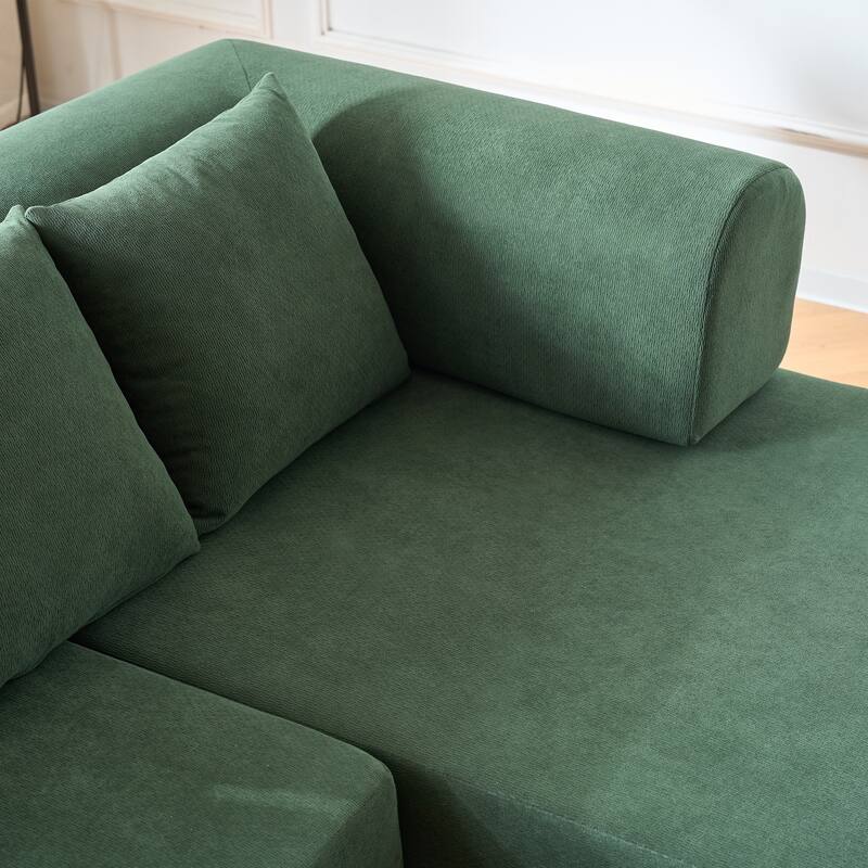 Modular Sectional Sofa with L-Shape Chaise Lounge, Velvet Boneless Cloud Couch, Compressed Sofa with 5 Pillows