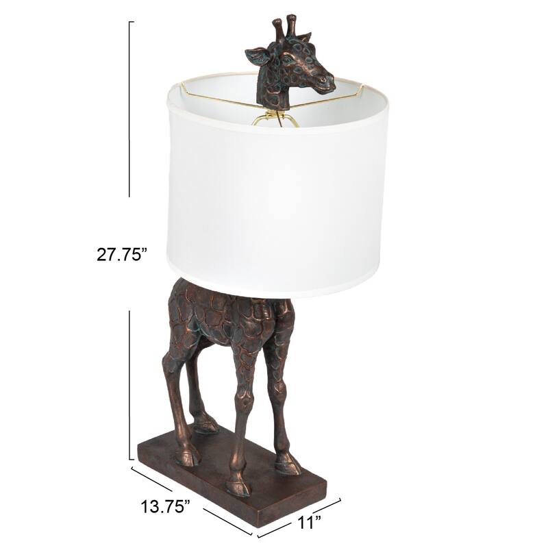 Resin Giraffe Table Lamp with Linen Shade