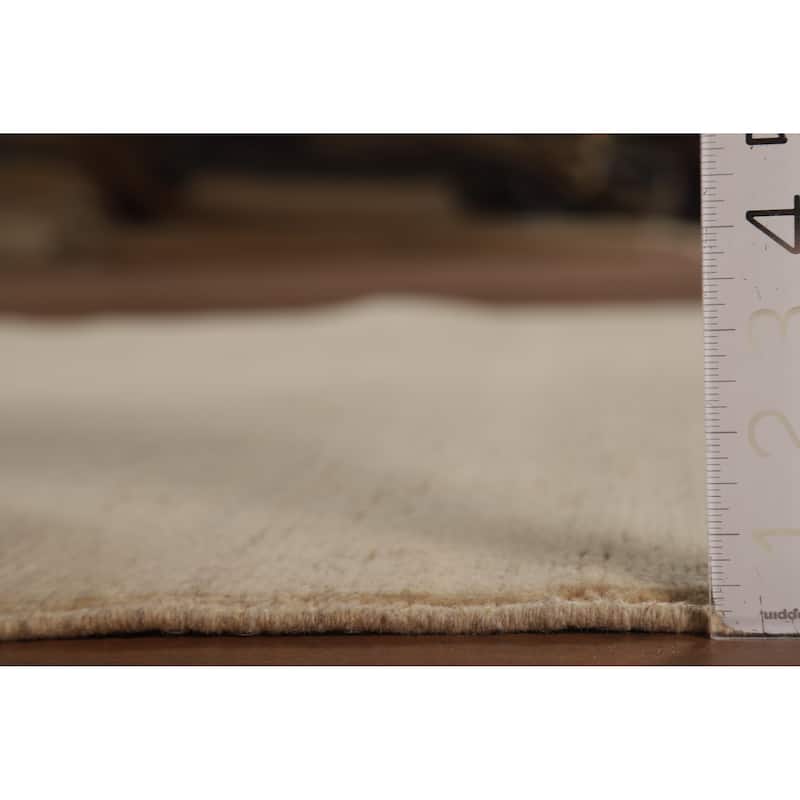 Beige Gabbeh Modern Rug Hand-Knotted Wool Carpet - 4'2"x 5'10"