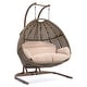 preview thumbnail 1 of 4, Wicker Hanging Double-Seat Swing Chair with Stand and Cushion Brown