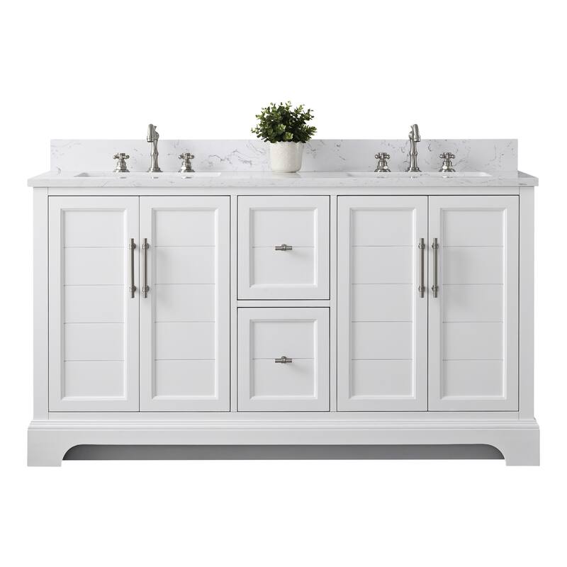 Vanity Art 60" Double Sink Bathroom Vanity with Top & Backsplash