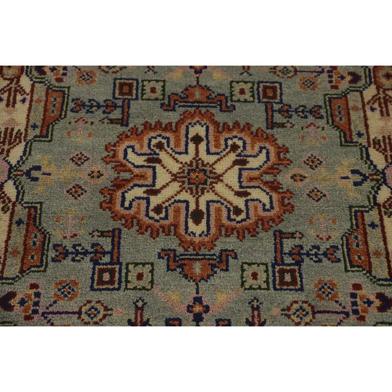 Hand-knotted Traditional Wool Grey Geometric Oriental Area Rug - 5' 1'' X 3' 0''
