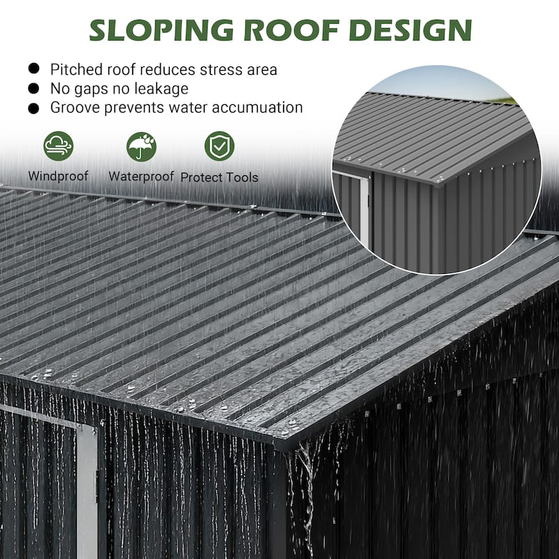 GDFStudio - Lucas All-Weather Outdoor Heavy Duty Metal Storage Shed with Robust Construction and Easy Assembly