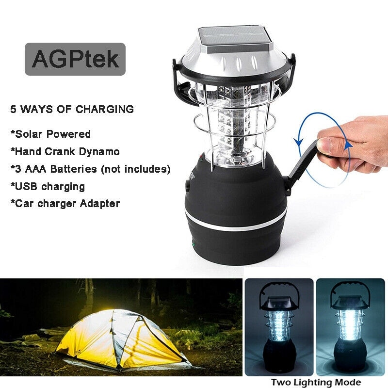Solar Lantern 5 Mode Hand Crank Dynamo 36 LED Rechargeable Camp 2017 Update Size for sale online 