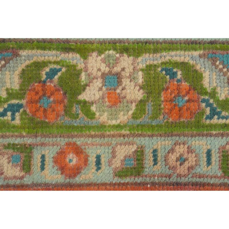 Hand Knotted Oriental 100% Wool Carpet Traditional Floral Oranges & Rust Tabriz Area Rug - 4' 11'' X 3' 1''