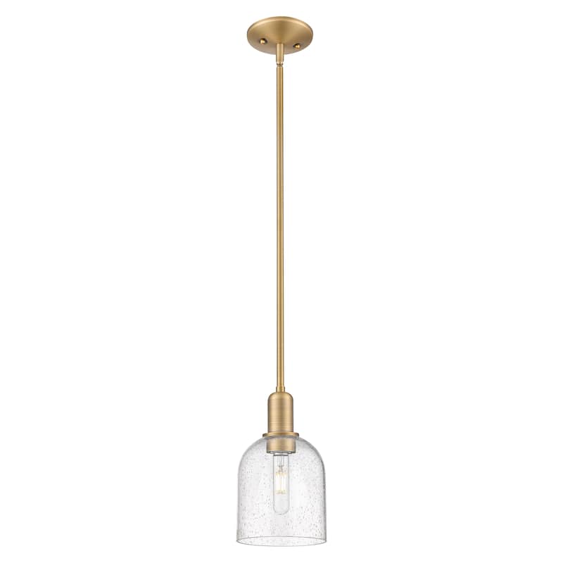 Innovations Lighting Endless Possibilities Arcadia - Bella - 1 Light 6" Stem Hung Mini Pendant - Brushed Brass/Seedy
