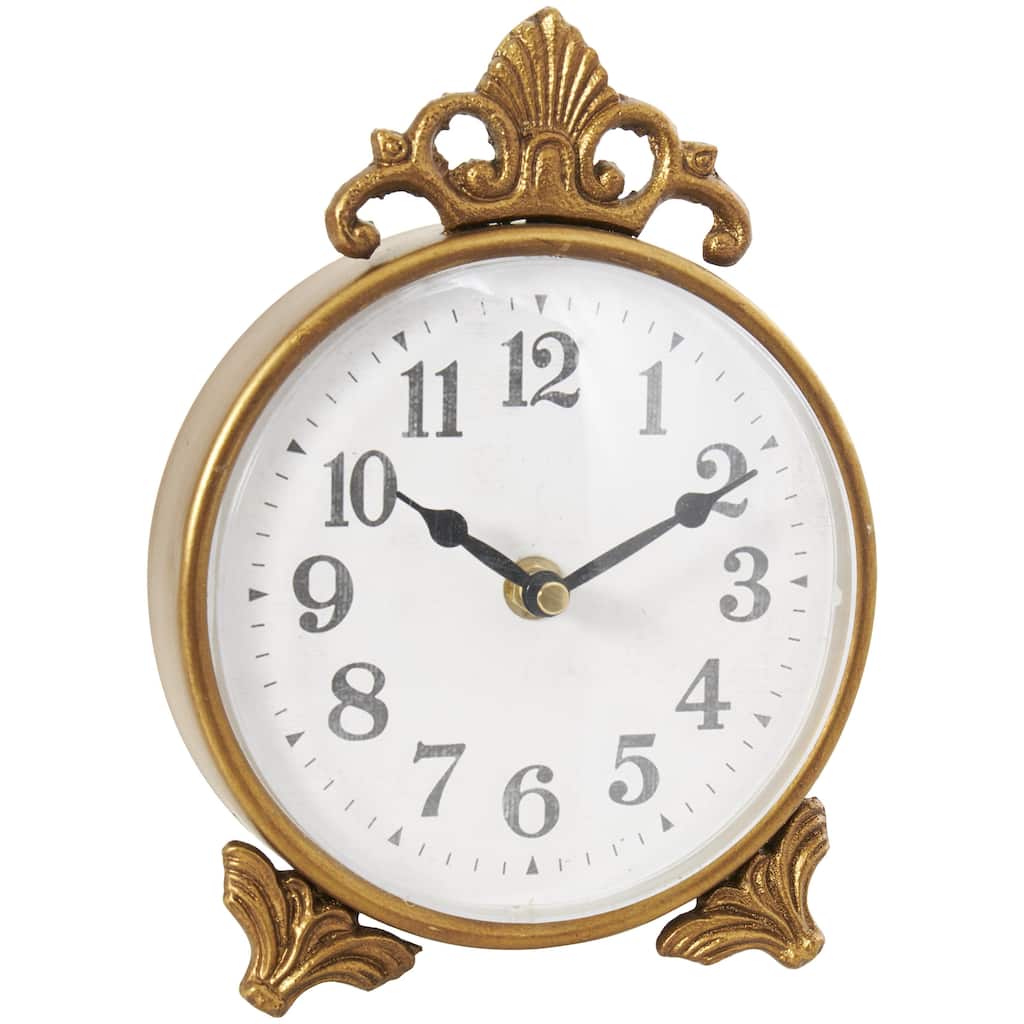 Metal Scroll Antique Style Clock - Gold - Roche River Decor