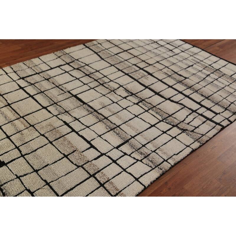 All-Over Moroccan Modern Area Rug Handmade Wool Carpet - 5'3" x 8'3"