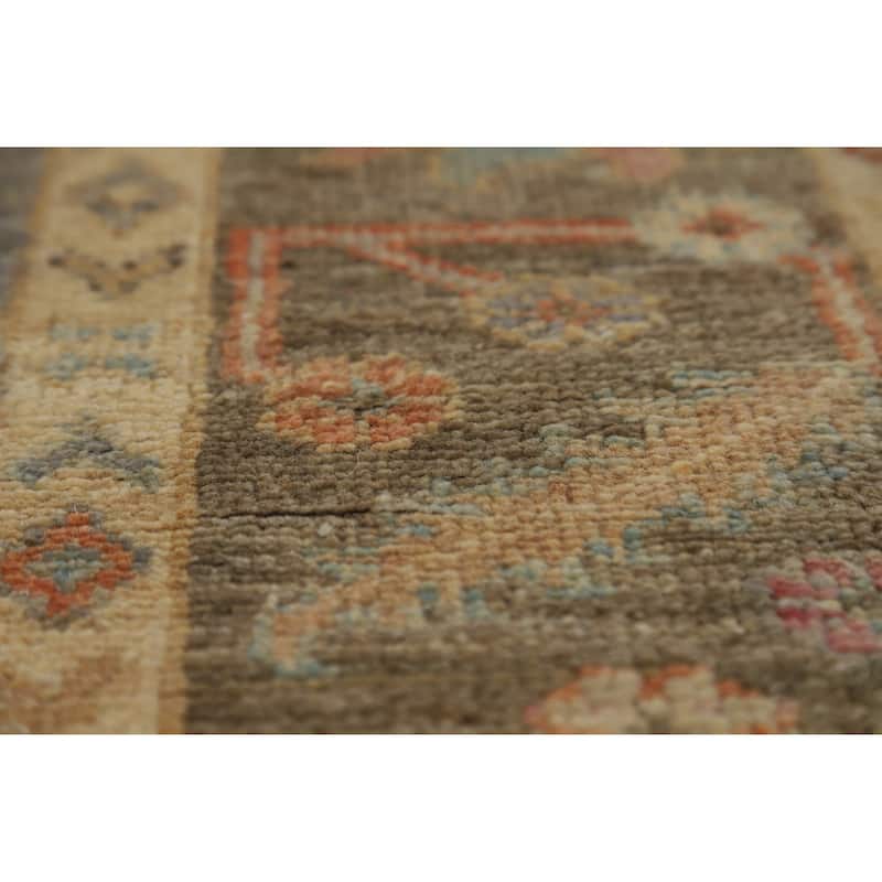 Hand Knotted Oriental 100% Wool Carpet Transitional All-Over Greys & Charcoal Oushak Area Rug - 9' 1'' X 6' 0''