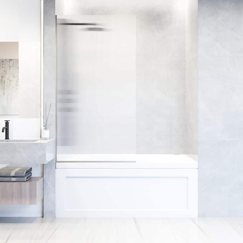 Vigo VG6075FL3462 Zenith 62" High x 34" Wide Shower Screen Semi - Stainless Steel
