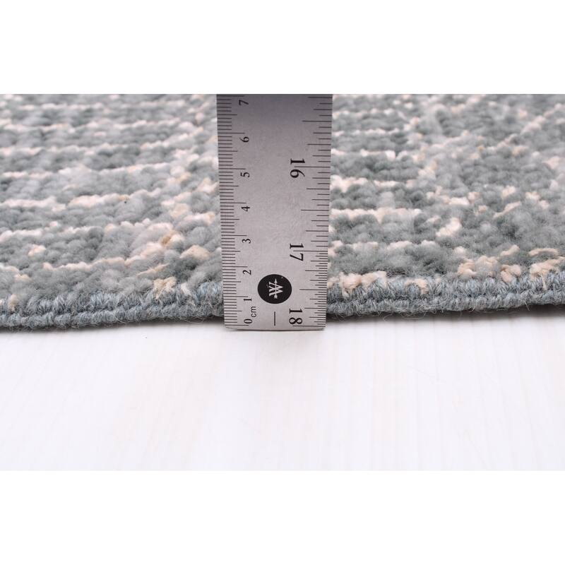 ECARPETGALLERY Hand-knotted Silk Shadow Dark Grey Wool Rug - 7'11 x 9'9