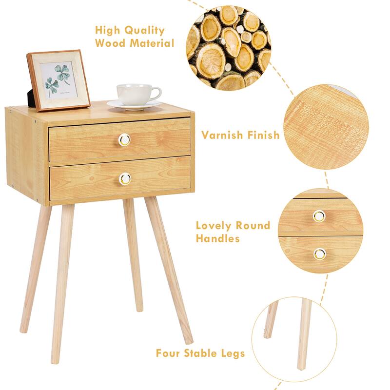 Nightstand Sofa End Side Table Bedroom Room Furniture with Drawers