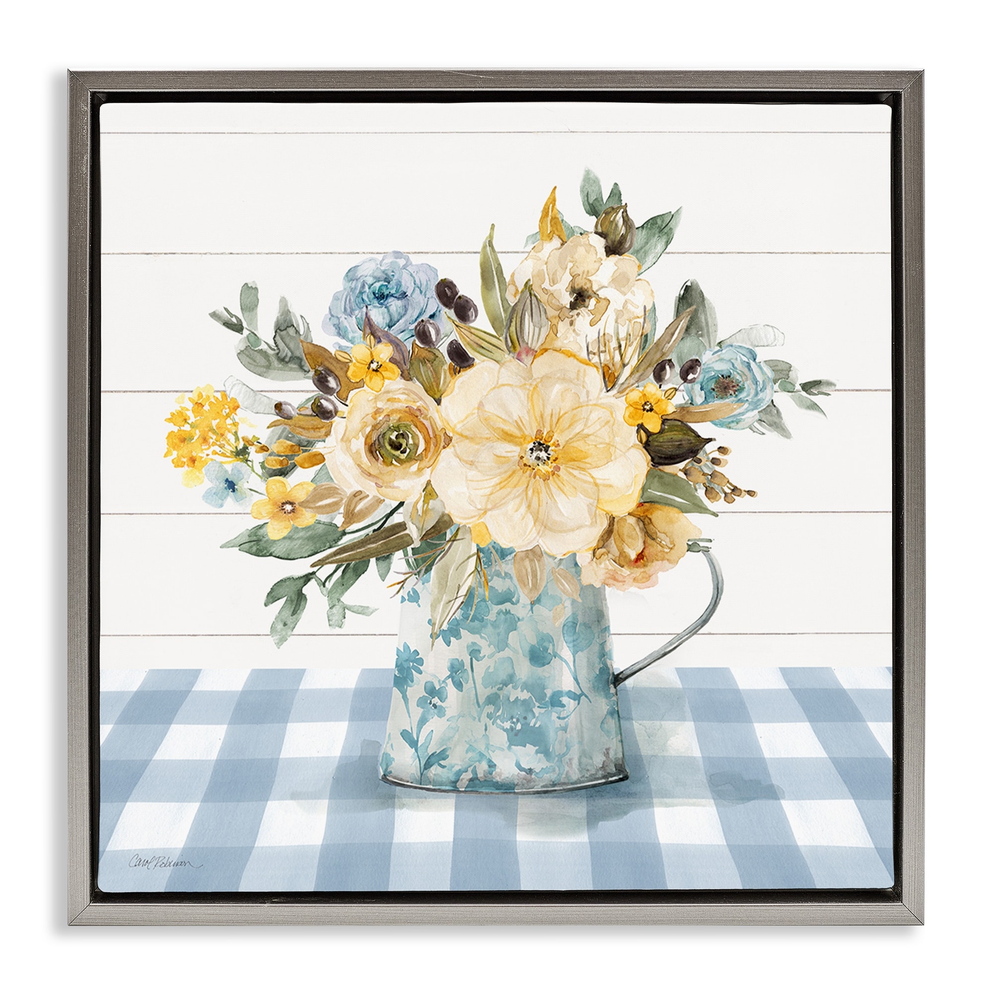 Stupell Summer Bouquet Farmhouse Floral Framed Floater Canvas Wall Art Design By Carol Robinson