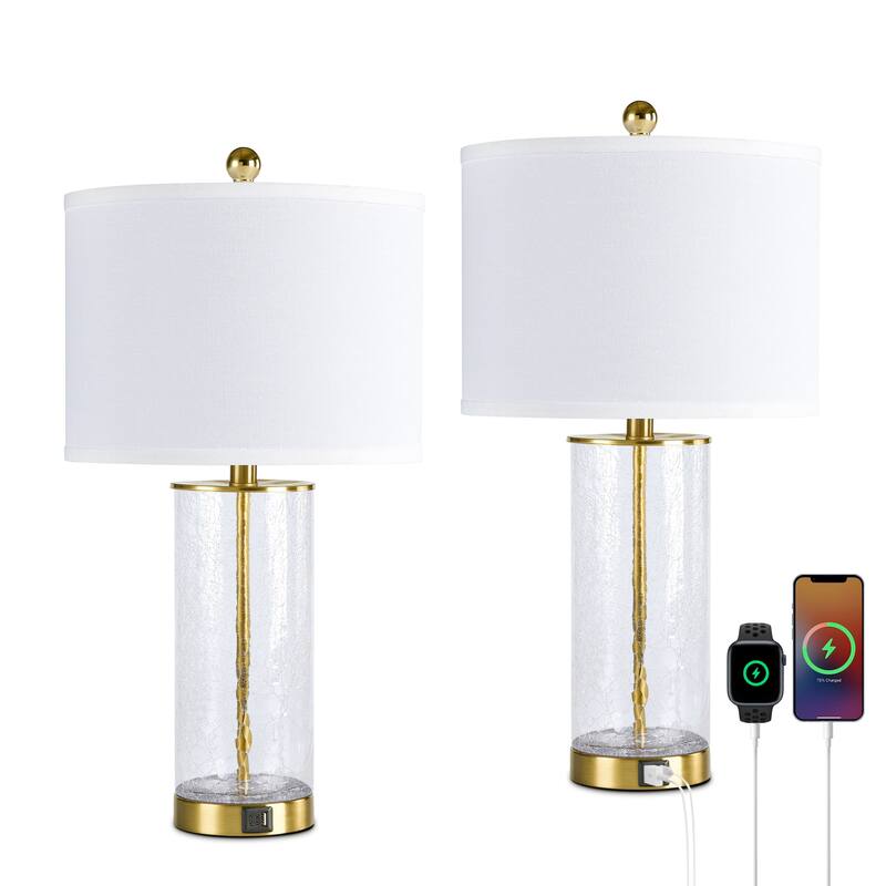 Maxax 26" Modern Blasted Glass Table Lamps Set