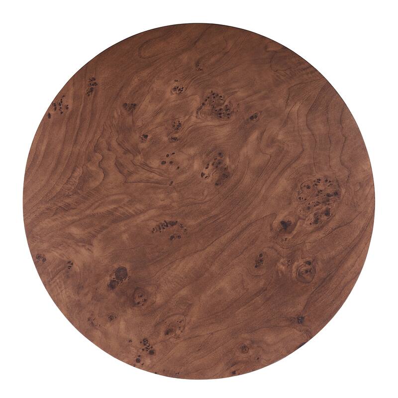 28.4" Burl Wood Rotating Coffee Table with 2 Drawers - 360° Swivel Top in Walnut Finish