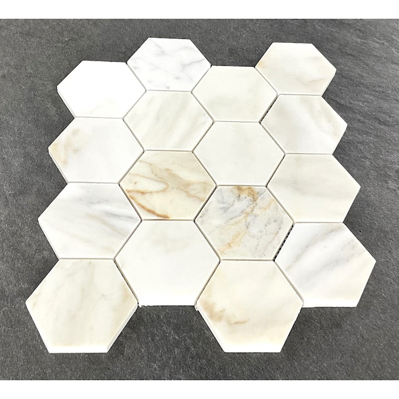 3" Honed Hexagon Marble Mosaic Tiles