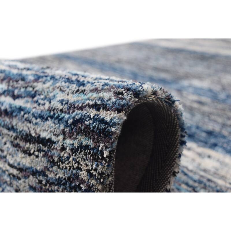 Addison Sanibel Striped Grey Shag Area Rug