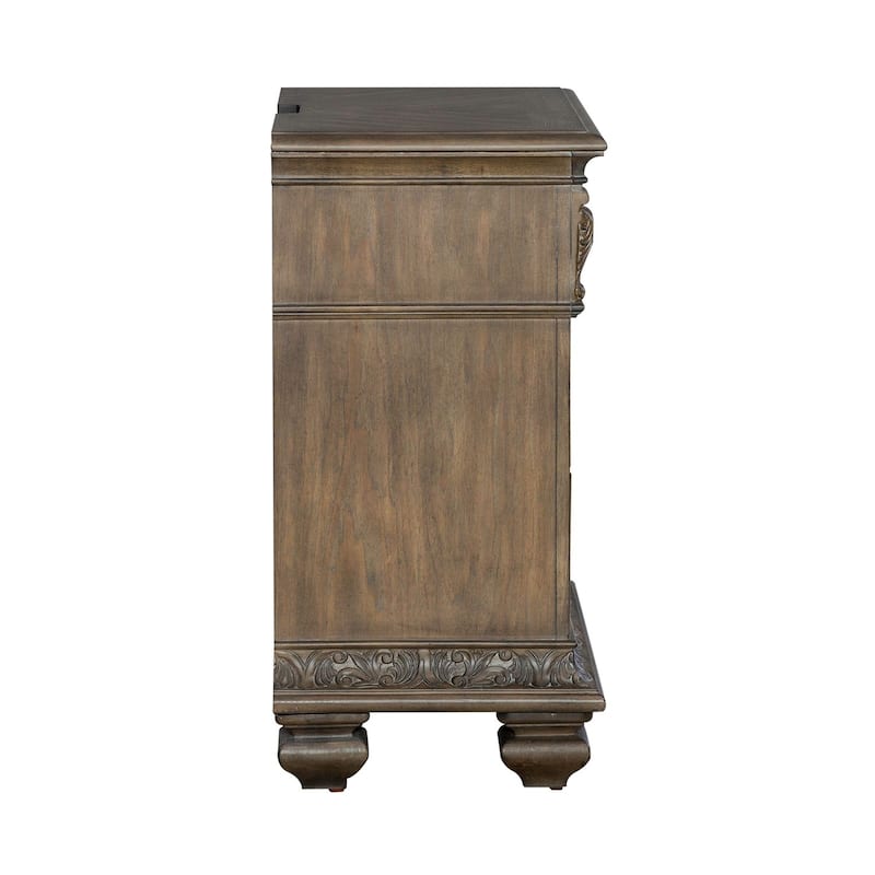 Carlisle Court Chestnut Bedside Chest with Charging Station