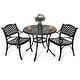 preview thumbnail 8 of 10, Nuu Garden Outdoor 3-Piece Bistro Set with Umbrella Hole, Black with Gold-Painted Edge