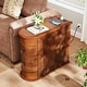 preview thumbnail 1 of 8, Solid Wood Chairside End Table, Two-Drawer Narrow Side Table Slim 1PC-with Outlet - Brown