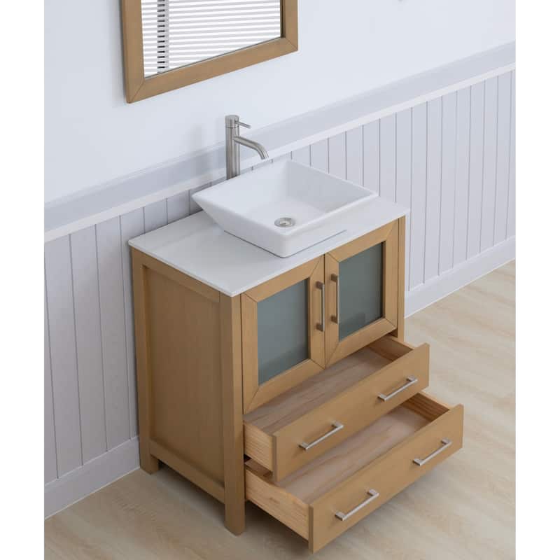 Vanity Art 30-inch Single Sink Bathroom Vanity Set With Engineered Marble Top and Free Mirror - 30 x 18.5 x 36 Inches