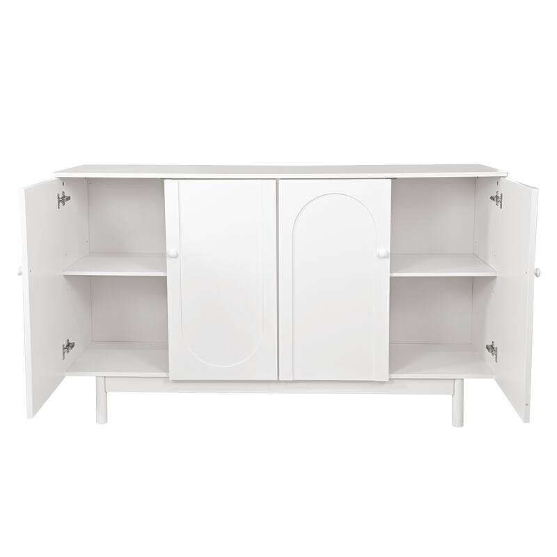 4-Door Intaglio Storage Cabinet with Pine Legs