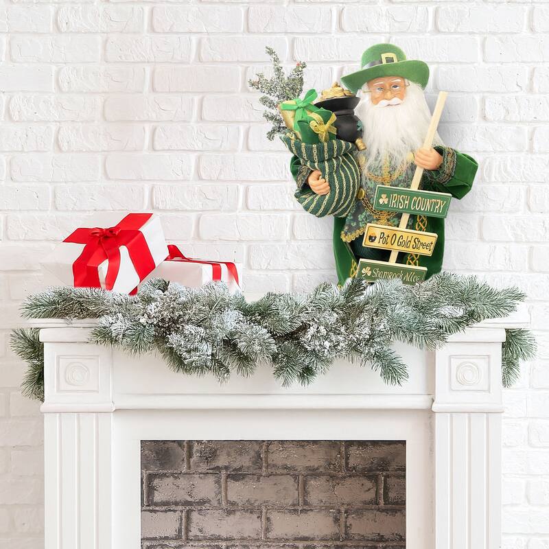 15" Pot O' Gold Irish Santa