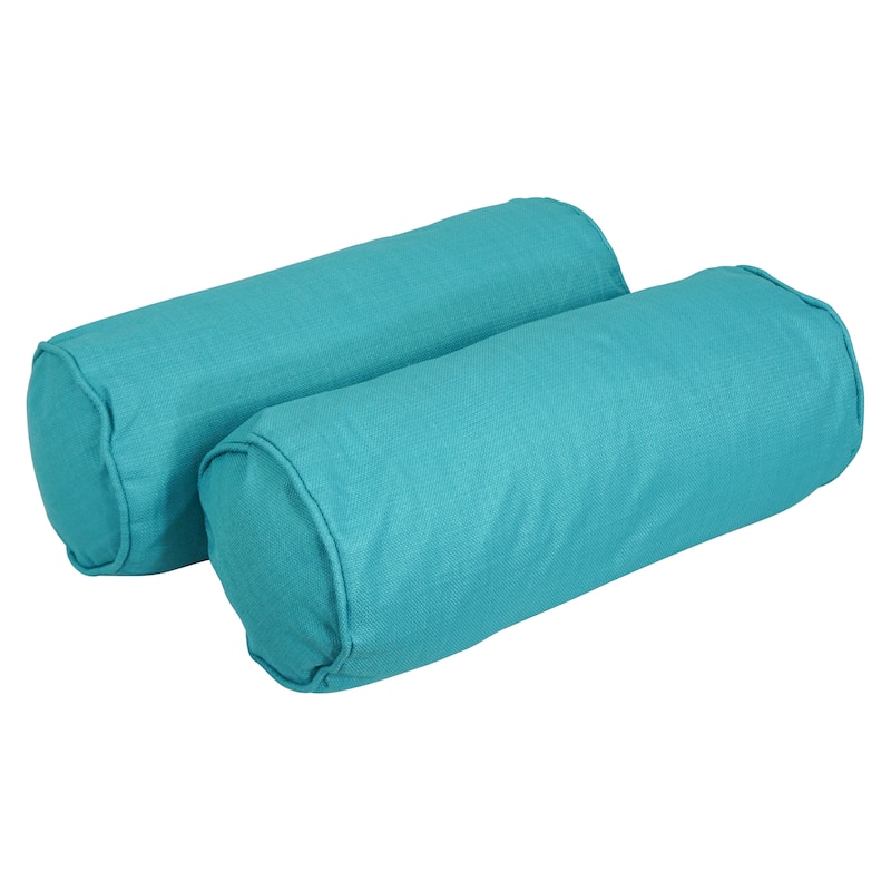 Delaney Corded Indoor/Outdoor Bolster Pillow (Set of 2) - Aqua Blue