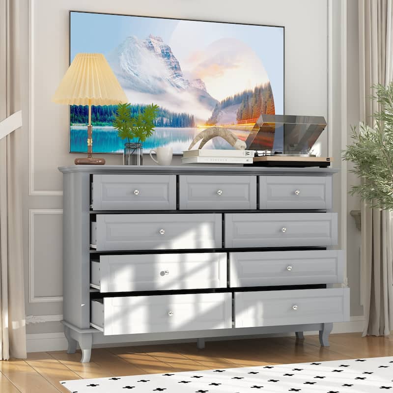 55.1"W 9-Drawer Dresser: Spacious and Sleek Design Chest Lacquer