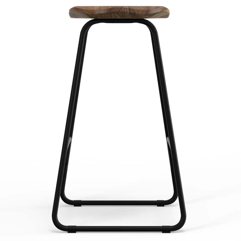 WYNDENHALL Bradley Industrial Metal Saddle Counter Height Stool (Set of 2) in Natural - 15.35" D x 15.35" W x 26.18"H
