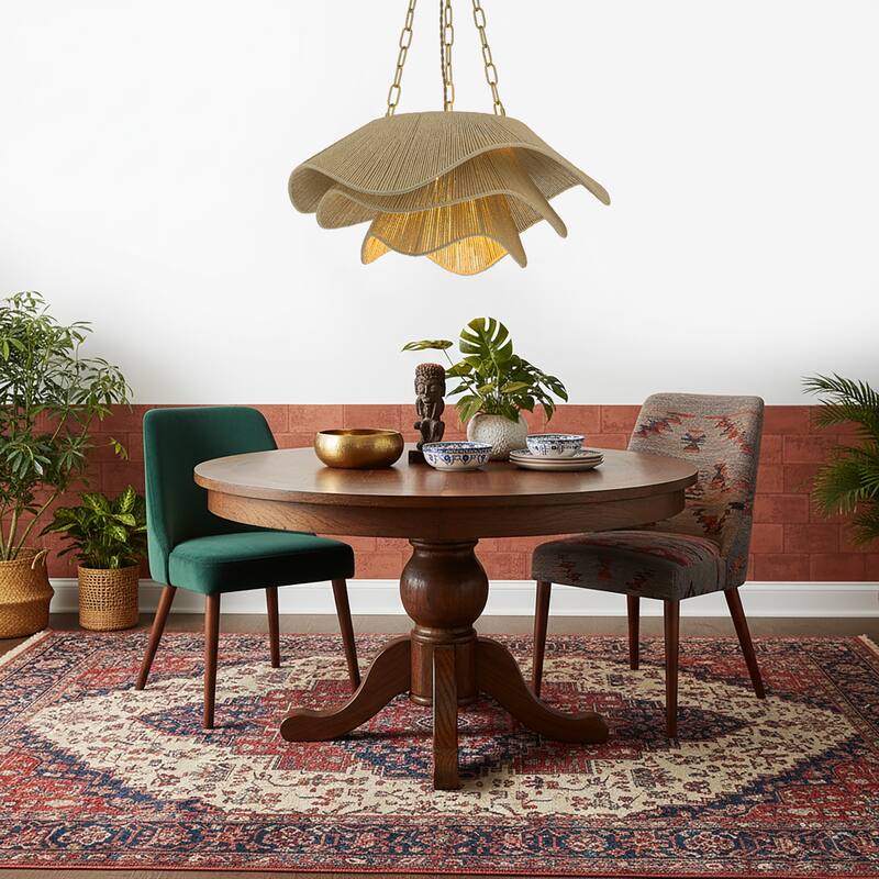 Alana 1-Light Rattan Tiered Pendant, Coastal Boho - Handwoven - 23" Wide