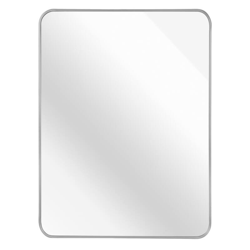 30x40 Inch Silver Metal Framed Rectangular Rectangular Bathrrom Mirror for Wall