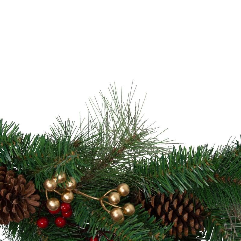 6' x 12" Plaid Bows Pinecones and Berries Artificial Christmas Garland - Unlit