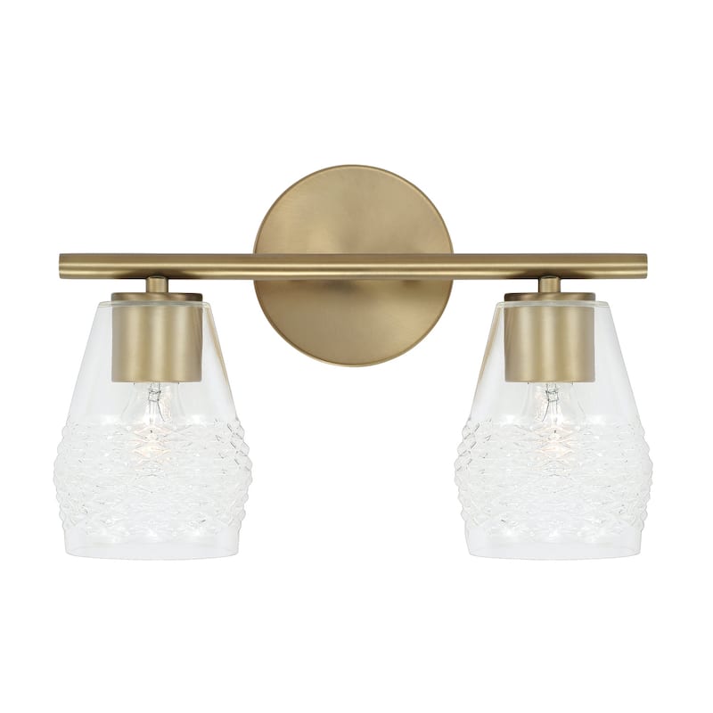 Dena 2-light Bath/ Vanity Fixture w/ Diamond Embossed Glass