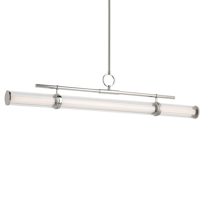 Riven 48.25 Inch LED 1 Light Linear Chandelier with Clear Fluted Glass in Polished Nickel
