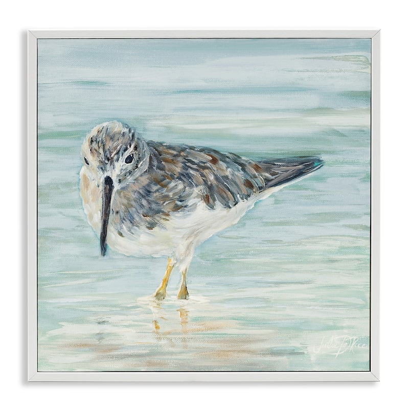 Stupell Nautical Sandpiper Shallow Beach Waters Traditional Bird Framed Wall Art - 12 x 12 - White