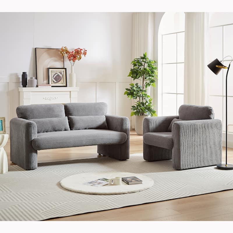 GDFStudio - Emiliano Sofa Set in Premium Corduroy with Elegant Design and Superior Comfort
