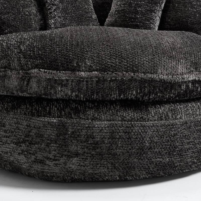 55" Modern Long Polyester Foam Round Bean Bag Sofa Chair with Pillows