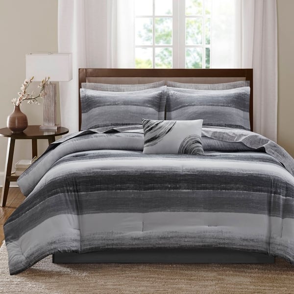 slide 2 of 24, Madison Park Essentials Saben Comforter Set with Cotton Bed Sheets Black - California King