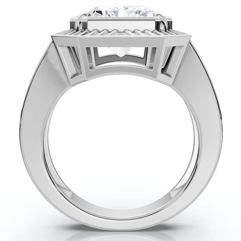 Bliss Diamond Certified 5 1/2Ct Elongated Radiant Cut Engagement Ring Gold Lab Grown