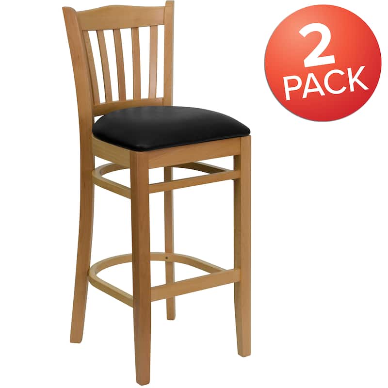 2Pk Vertical Slat Back Wood Restaurant Barstool - Hospitality Seating