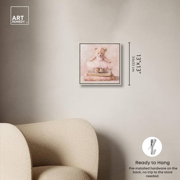 dimension image slide 9 of 24, Ballerina Teddy Books Canvas Kids Art Prints by Art Remedy