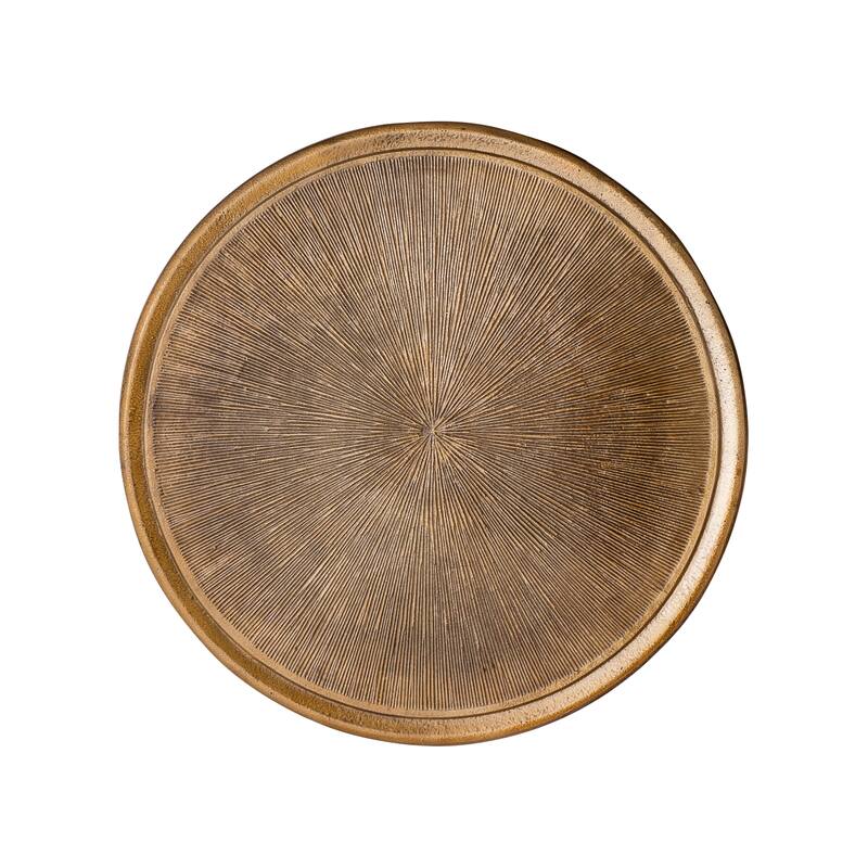 Pasargad Home Delos Iron Antique Brass Finish Round Side Table - 25"H x 20" Top