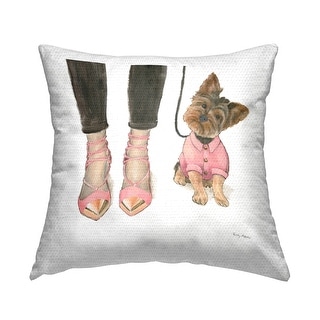 Stupell Glam Dog Walk Heels Fashion Pink Gold Design Printed Outdoor ...