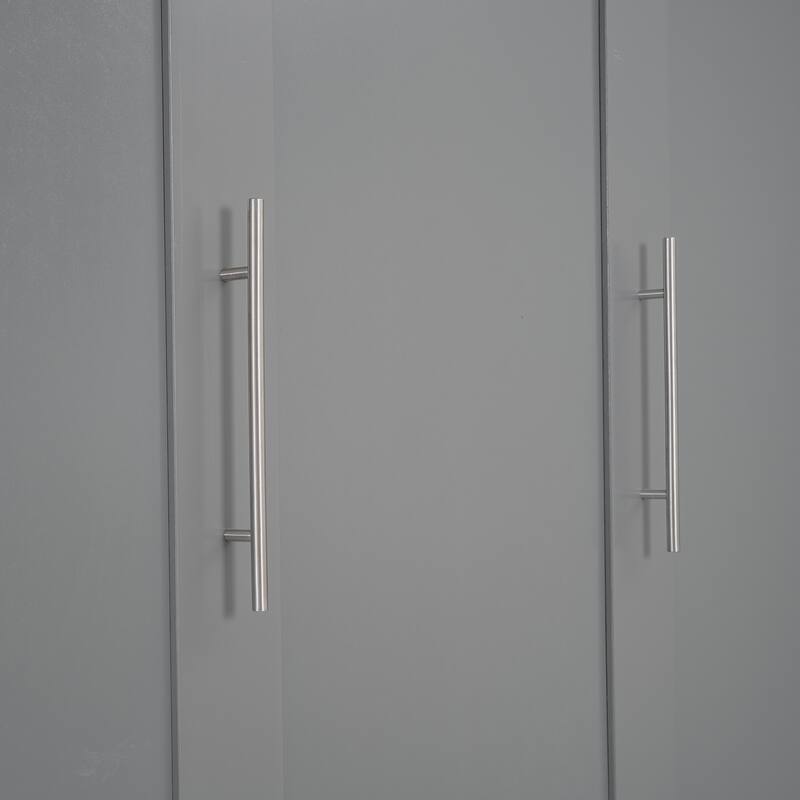 Space-Saving Full Size Wall Bed with Shelves and LED Lights, Gray