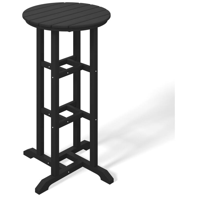Laguna Hdpe All Weather Outdoor Patio 24" Round Bar Bistro Table - Black
