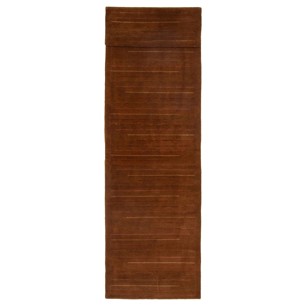 ECARPETGALLERY Hand-knotted Opulence Brown Wool Rug - 3'0 x 11'6