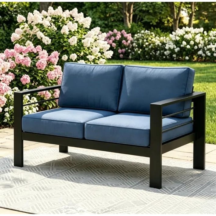 Royalcraft 2-Seat Aluminum Outdoor Loveseat with Cushions, 50"W Rustproof Frame