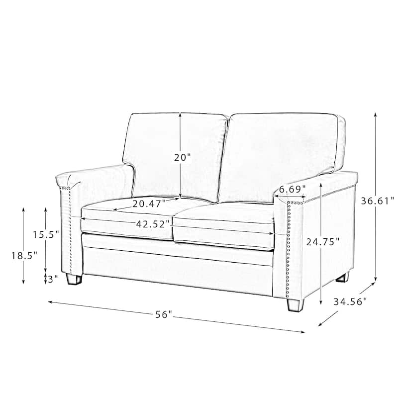 Irene Transitional Sofa with Nailhead Trim and Solid Wooden Legs