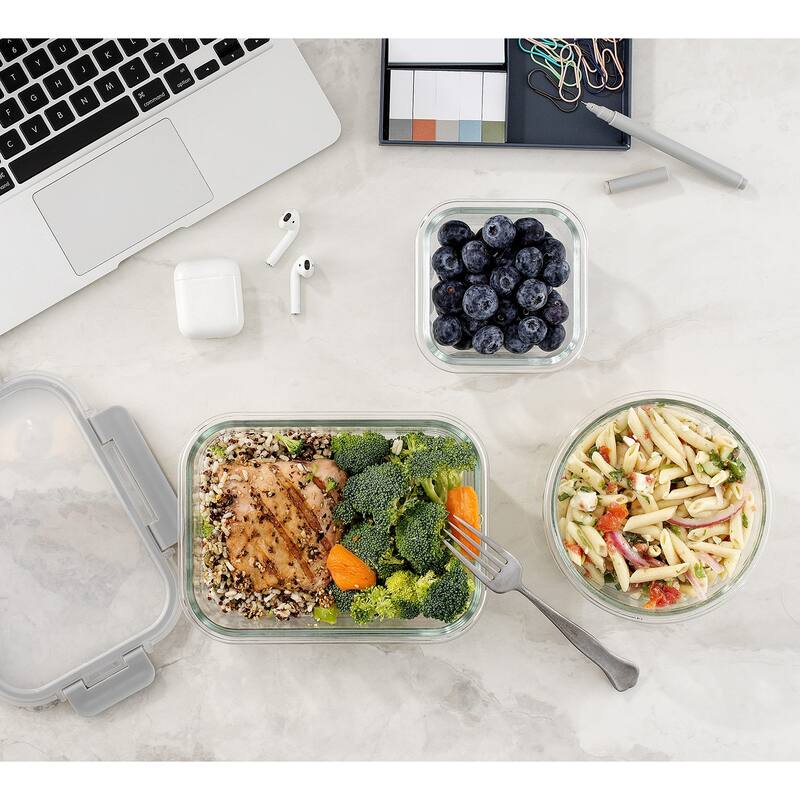 24pc Borosilicate Glass Storage Containers with Lids. 12 Airtight, Freezer Safe Food Storage Containers